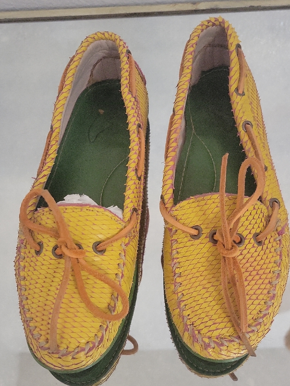 Snake Learhwr Yellow Exotic Flats
